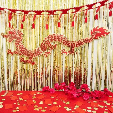 Best Lunar New Year Decor and Tableware at Target 2022 Chinese Decorations Party, Asian Party Decorations, Dragon Decorations, Chinese Theme Parties, Asian New Year, New Year Backdrop, Chinese Party, Japanese Party, Asian Party