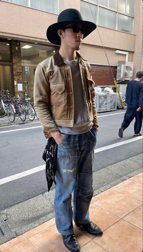 Rugged Style Men Outfit, Urban Cowboy Style, Cowboy Fashion, Cowboy Vintage, Guy Fits, Urban Cowboy, Street Fashion Men Streetwear, Men Streetwear, Rugged Style