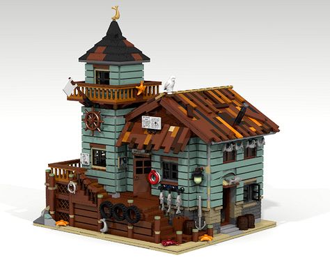 LEGO Ideas Old Fishing Store Achieves 10,000 Supporters - The Brick Fan | The Brick Fan Fishing House, Lego House Ideas, Lego Boards, Fishing Store, Lego Modular, Lego News, Lego Worlds, Lego Architecture, Cool Lego Creations