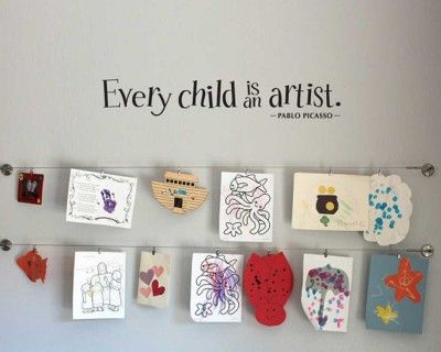 Definition Quotes Every Child Is An Artist, Displaying Kids Artwork, Artist Wall, Kids Wall Decals, Kids Artwork, Toy Rooms, Artwork Display, Kids Playroom, Early Years