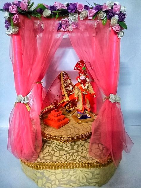 Mini mandap with rotation stage.. Mandap Decoration, Wedding Trousseau, Quick Saves