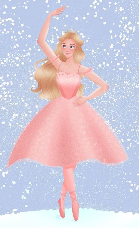 Clara the Sugar Plum Princess dancing in the snow from Barbie in the Nutcracker Clara Nutcracker Drawing, Sugar Plum Princess, Dancing In The Snow, Princess Dancing, Barbie In The Nutcracker, Barbie Nutcracker, Barbie Fairy, Girl Drawing Easy, Princess Dance