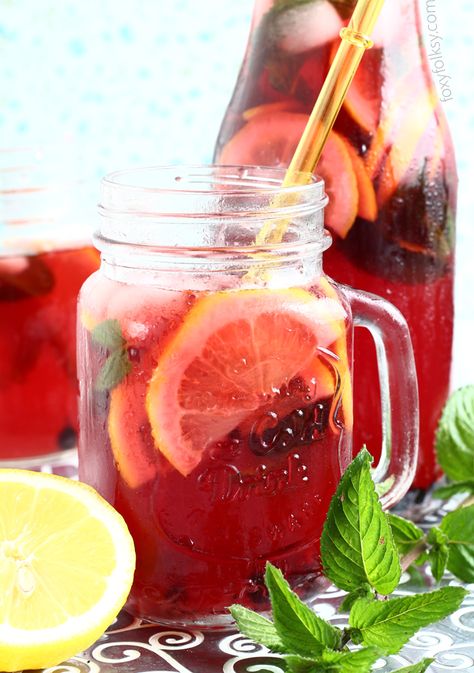 Stay cool and refreshed this summer with this homemade red iced tea with mint . | www.foxyfolksy.com Red Iced Tea, Foxy Folksy, Filipino Recipe, Drink Recipes Nonalcoholic, Mood Food, Thanksgiving Food, Red Tea, Favourite Food, Everyday Meals