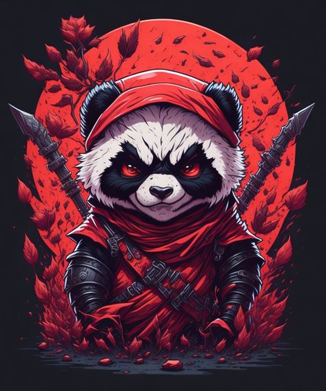 3d Tshirt Design, Samurai Panda, Animal Tshirt Design, T Shirt Design Ideas Creative, Bonsai Tree Tattoos, Tshirt Artwork, Panda Artwork, T-shirt Design Illustration, All Crafts