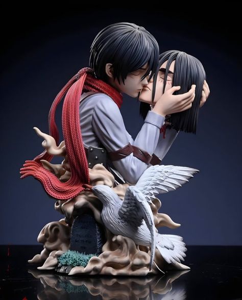 Mikasa Kissing Eren Manga, Mikasa Figure Action, Eren Kiss Mikasa, Mikasa With Eren's Head, Eren Head Off, Eren And Mikasa Kiss, Eren X Mikasa Kiss, Eremika Kiss, Levi Tattoo