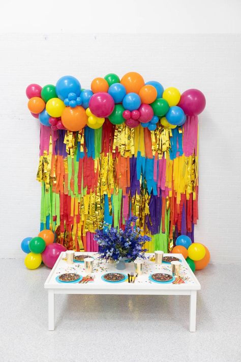 Streamer Wall, Fringe Decor, Fringe Wall, Margarita Party, Streamer Backdrop, Colorful Birthday Party, Chic Bridal Showers, Fringe Backdrops, Fiesta Theme