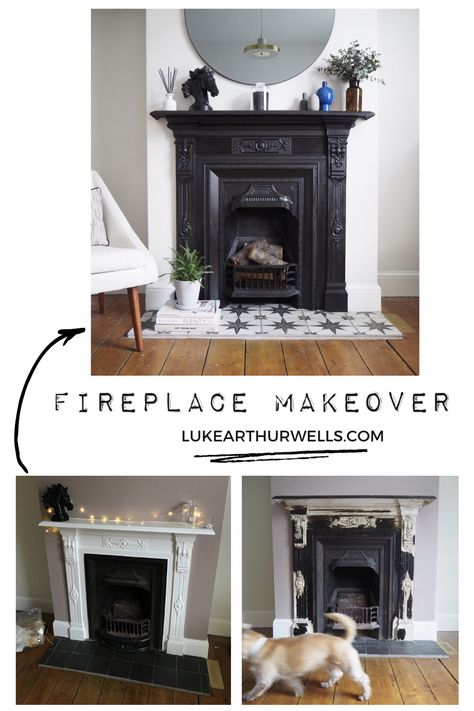 Fireplace Ideas Victorian, Victorian Fireplace Makeover, Painted Cast Iron Fireplace, Cast Iron Fireplaces, Victorian House Fireplace, Victorian Cast Iron Fireplace, Victorian Style Fireplace, Bedroom Fireplace Victorian, Cast Iron Fireplace Living Room