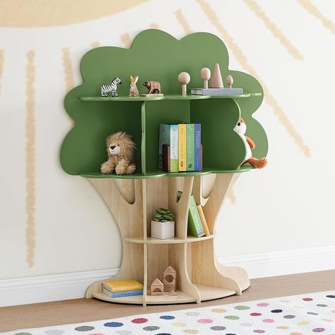 functional versatile storage - book shelf - children's furniture - nursery - amazon - ad - commission link Bookshelves For Kids Room, Woodland Playroom, Kids Room Bookshelves, Bookstore Design, Tree Bookcase, Unique Bookshelves, Growing Garden, Children Furniture, Tree Bookshelf