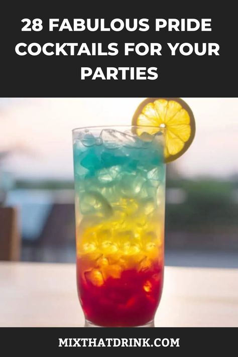 Celebrate the LGBTQ+ community during Pride Month and recognize the strides made towards inclusivity! Why not sip on vibrant, flavorful cocktails that embody the essence of this empowering celebration? Let's raise a glass to love, acceptance, and unity! Pride Month Cocktails, Pride Cocktails, Pool Party Cocktails, Jolly Rancher Vodka, Paradise Cocktail, Cocktail Party Drinks, Red Hots Candy, Rainbow Drinks, Party Food Bar