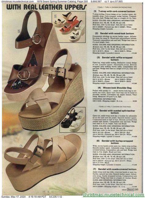 1976 Sears Spring Summer Catalog, Page 285 - Christmas Catalogs & Holiday Wishbooks 1976 Fashion, 1970s Shoes, 70s Women Fashion, 70s Shoes, Historical Shoes, Fashion 1970s, 60s And 70s Fashion, 70s Women, Seventies Fashion