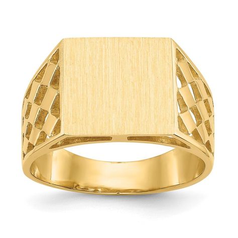 Product Specification Band Width 4 11 Mm (tapered) Engravable Yes Jewelry Type Rings Material Gold Material Color Yellow Material Purity 14K Product Type Jewelry Ring Type Signet Ring Size (Maximum) 12 Size (Minimum) 8 Sizeable Yes Sold By Unit Each Gold Rings Men, Mens Ring Designs, Pinky Rings, Rings Men, Ring Man, Signet Ring Men, Yellow Rings, Ring Men, Rings Fashion