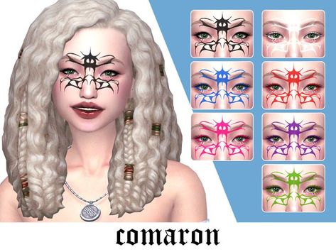 Eye Eyeliner, Kpop Tattoos, Nordic Runes, One Piece Tattoos, Pieces Tattoo, Face Tattoos, The Sims Resource, Sims Resource, Facial Hair