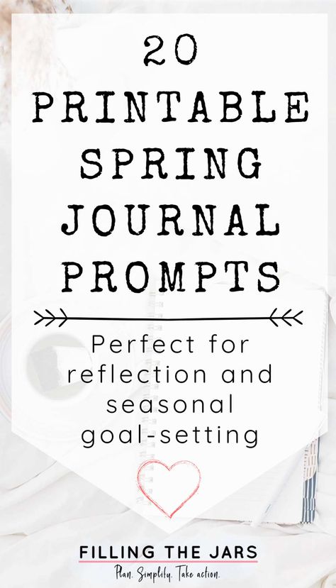 20 Spring Journal Prompts for Reflection and Seasonal Goal-Setting | Filling the Jars Bullet Journal Daily, Journal Daily Planner, Spring Journal, Happiness Journal, Personal Journal, Journal Daily, Creative Writing Prompts, Journal Writing Prompts, Enjoy Writing