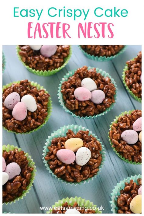 Chocolate Crispy Cakes, Crispy Cakes, Easter Cupcakes Easy, Fun Easter Treats, Easter Fun Food, Easter Cooking, Recipe Sheet, Easter Cake Recipes, Easy Easter Treats