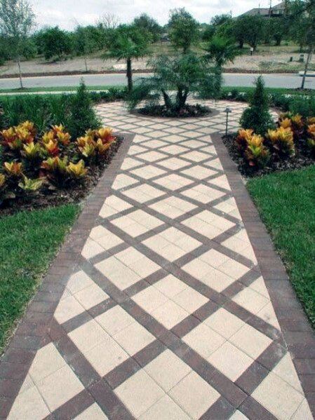 Top 50 Best Brick Walkway Ideas - Hardscape Path Designs Brick Landscape, Front Yard Walkway, Landscape Walkway, Stone Garden Paths, Brick Patio, Walkway Landscaping, Walkway Design, Brick Walkway, Pathway Landscaping