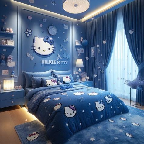 Hello Kitty Room, Blue Hello Kitty, Room Decor Blue, Kitty Room, Hello Kitty Room Decor, Hello Kitty Baby, Hello Kitty Rooms, Kitty Baby, Room Blue