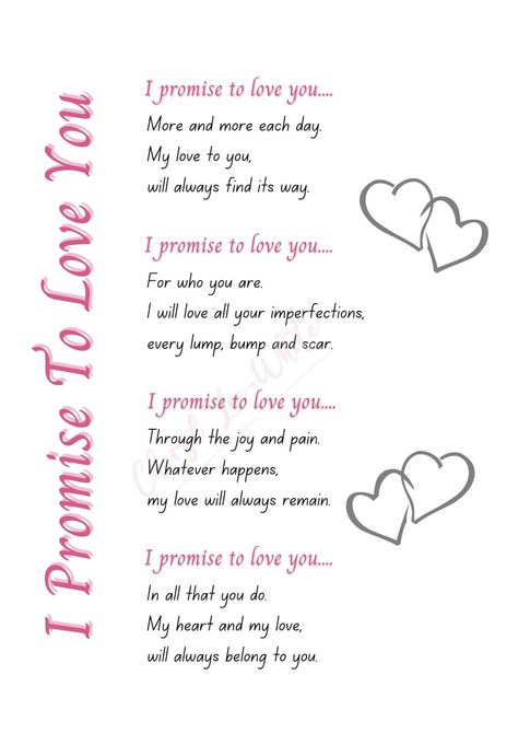 Personalized I Promise to Love You Poem Print - A4 Digital Download - Anniversary Gift Poem For My Boyfriend, Love Poems For Husband, Birthday Paragraph, Poems For Your Boyfriend, Anniversary Poems, Birthday Verses For Cards, Love You Poems, Long Love Quotes, Birthday Verses