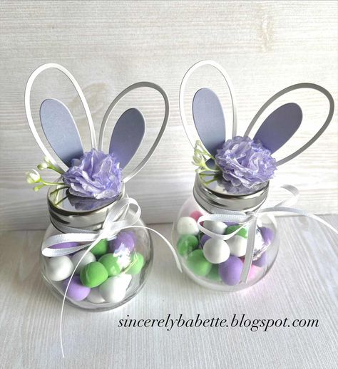 Sincerely, Babette: Bunny Ears Candy Jars Ear Candy, Bunny Ear, Color Rosa, Candy Jars, Glass Jars, Paper Flowers, Cricut, Candy, Easter