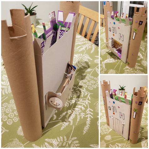 Cardboard Castle Project, Cardboard Shield Diy, Diy Shield Cardboard, Castle Made Out Of Boxes, Castle Out Of Cardboard Boxes, Castle Diy, Cardboard Castle, Year 2, Year 1