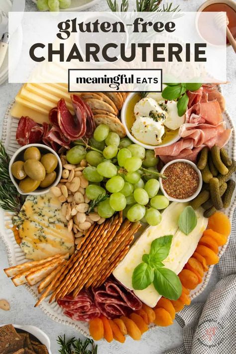 Gluten-Free Charcuterie Gluten Free Charcuterie Board Ideas, Charcuterie Board Gluten Free, Gluten Free Charcuterie Board, Gluten Free Charcuterie, Gluten Free Thanksgiving Appetizers, Cracker Appetizers, Gf Crackers, Marinated Goat Cheese, Gf Thanksgiving