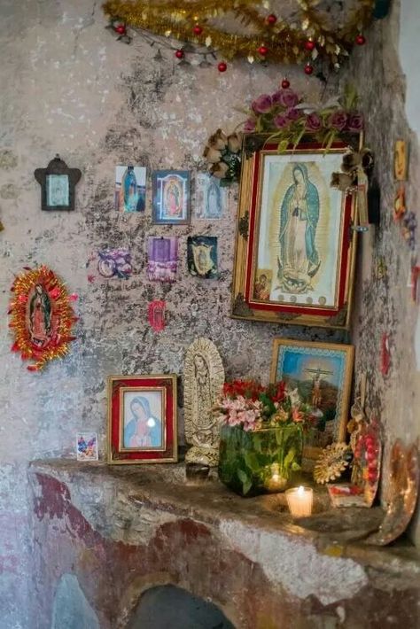 Catholic Altar, Catholic Decor, Prayer Corner, Virgin Of Guadalupe, Mexican Home, Home Altar, Mexican Decor, Religious Icons, Sacred Places