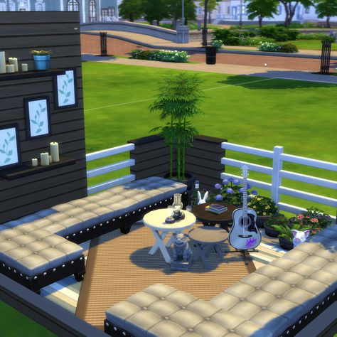 Sims Balcony, Sims 4 Balcony Ideas, Sims 4 Balcony, Sims 4 House Plans, Sims Ideas, Sims 4 House Design, Casas The Sims 4, Sims House Design, Sims Four