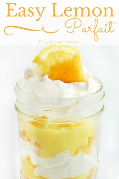 Need a yummy and easy dessert? How about my Easy Lemon Parfaits? The lemon flavor is great for spring, but most any flavor pudding would be great, so use what you have on hand. Lemon Parfait, Gf Cake, Parfait Desserts, Lemon Flavor, Homemade Whipped Cream, Lemon Desserts, Lemon Recipes, Frugal Living Tips, Angel Food