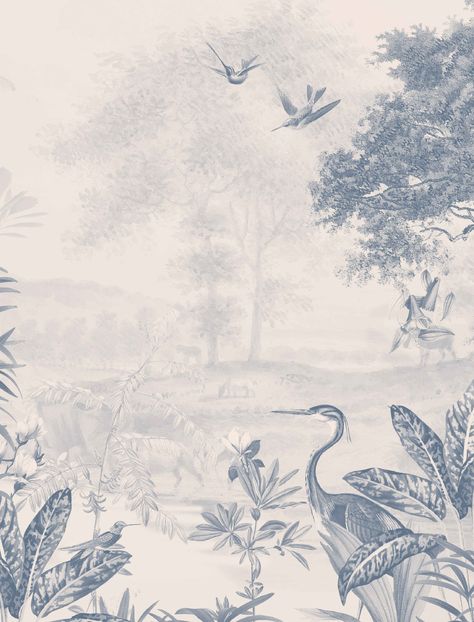 Shower Wallpaper, Vintage Landscape Wallpaper, Wallpaper Matte, Wallpaper Childrens Room, Blue Flower Wallpaper, Backgrounds Girly, Wallpaper Watercolor, Scenic Wallpaper, Unicorn Wallpaper