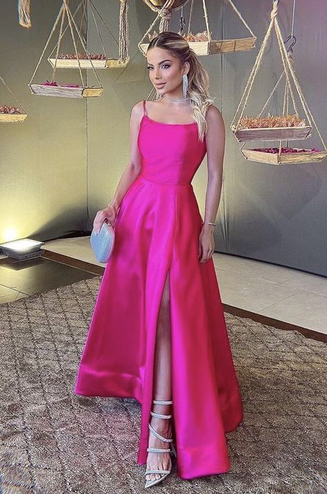 Pink Long Prom Dress, Hot Pink Prom Dress, Prom Dresses Long Pink, Vestidos Color Rosa, White Elegance, Pink Prom Dress, Party Fits, Pretty Prom Dresses, Prom Girl