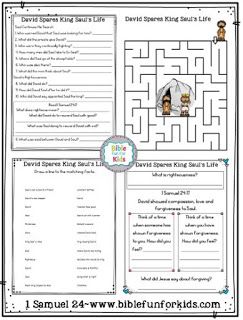 Life of David: 15. David Spares King Saul's Life David And Saul, Kids Church Lessons, Bible Worksheets, Bible Activities For Kids, Sunday School Kids, 1 Samuel, Bible School Crafts, Bible Crafts For Kids, Sunday School Activities