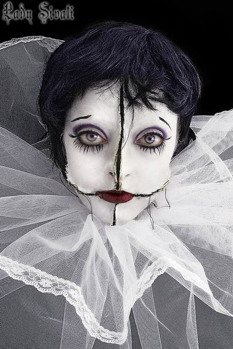 pierrot by Sivali-Delirium on deviantART Extreme Make-up, Mime Makeup, Halloweenský Makeup, Dark Circus, Horror Make-up, Broken Doll, Special Fx Makeup, Horror Makeup, Costumes For Teens