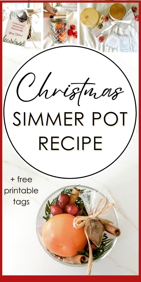 If you love the smells of Christmas, this DIY Christmas Stovetop Potpourri is Christmas in a jar! This Christmas simmer pot recipe perfect to put together as a DIY mason jar gift! Instructions and free printable gift tag included. A mix of cranberries, orange slices, cinnamon and all kinds of Christmasy spices, the house will smell amazing! An ideal DIY gift or make for your own home! Great homemade Christmas gifts for neighbors, teachers, and coworkers! Mason Jar Simmer Pot, Simmer Pot Cone Gift, Cranberry Stovetop Potpourri, How To Make Christmas Potpourri, Christmas Simmer Pot Recipes Printable, Diy Stove Top Potpourri Christmas Gift, Cranberry Cinnamon Potpourri, Diy Christmas Simmer Pot, Christmas Poperi Recipe Gift