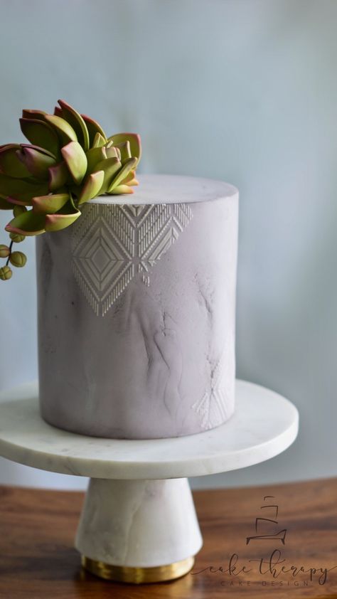 Modern Buttercream Cake, Modern Fondant Cake Design, Double Barrel Wedding Cake, Concrete Cake For Men, Geometric Cake Design For Men, Barrel Wedding Cake, Concrete Wedding Cake, Concrete Cake, Golden Anniversary Cake