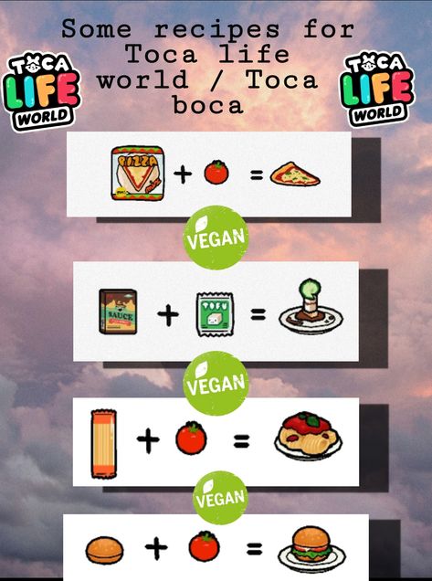 Toca Boca Food Recipes Vegan, All Toca Boca Recipes, Toca Life Recipes, Toca Life Food Recipes, Toca Life World Recipes, Toca World Recipes, Toca Boca Food Recipes, Toca Recipes, Toca Boca Recipes