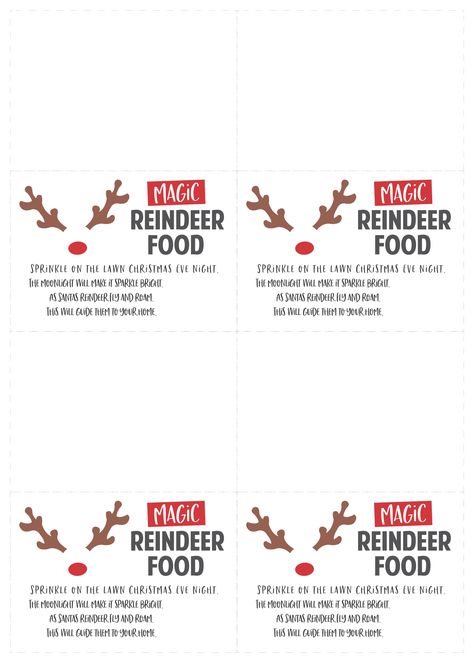 Reindeer Food Labels Free Printable Tags, Reindeer Food Ingredients, Reindeer Food Recipe Printable, Reindeer Food Tag, Reindeer Food Labels Printables Free, Reindeer Food Tags Free Printable, Printable Reindeer Food Tags, Reindeer Food Printable Free, Magic Reindeer Food Printable