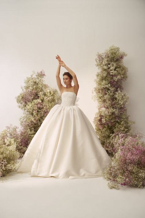 Look 3 — Nicole + Felicia Couture Nicole And Felicia, Nicole Felicia Couture, Nicole Felicia, Floral Ball Gown, Straight Across Neckline, Kleinfeld Bridal, Lace Ball Gowns, Classic Brides, Stunning Wedding Dresses