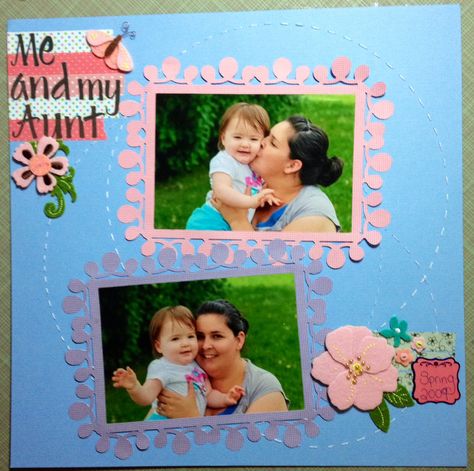 Baby & aunt scrapbook layout Aunt Scrapbook Layout, Baby Aunt, Baby Scrapbook Pages, Baby Scrapbook, Scrapbook Layout, Scrapbook Ideas, Hand Stitched, Scrapbook Pages, Hand Stitching