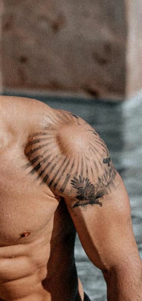 Shoulder Tattoo Men Aesthetic, Masculine Shoulder Tattoo, Shoulder Tattoo For Guys, Shoulder Tattoo Man, Man Shoulder Tattoo, Half Shoulder Tattoo, Best Shoulder Tattoos Men Ideas, Cool Shoulder Tattoos For Guys, Best Shoulder Tattoos Men