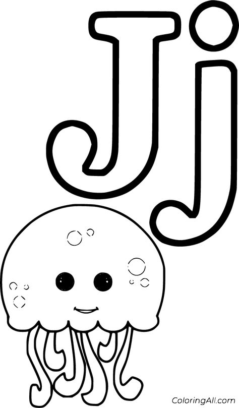 19 free printable Letter J coloring pages in vector format, easy to print from any device and automatically fit any paper size. Letter J Coloring Page Printables, Letter J Worksheets Preschool, Letter J Preschool, Letter J Activities For Preschool, Letter J Coloring Page, Letter J Printable, J Coloring Pages, Preschool Body Theme, Jellyfish Coloring Page