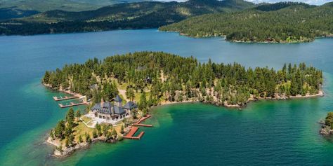 Your Dream Private Island Is Actually in Montana - pinned by http://www.waterfront-properties.com/ Private Islands For Sale, Webcomic Ideas, Flathead Lake Montana, Flathead Lake, Shelter Island, Big Sky Country, Mansions For Sale, Rich Lifestyle, Book Aesthetics