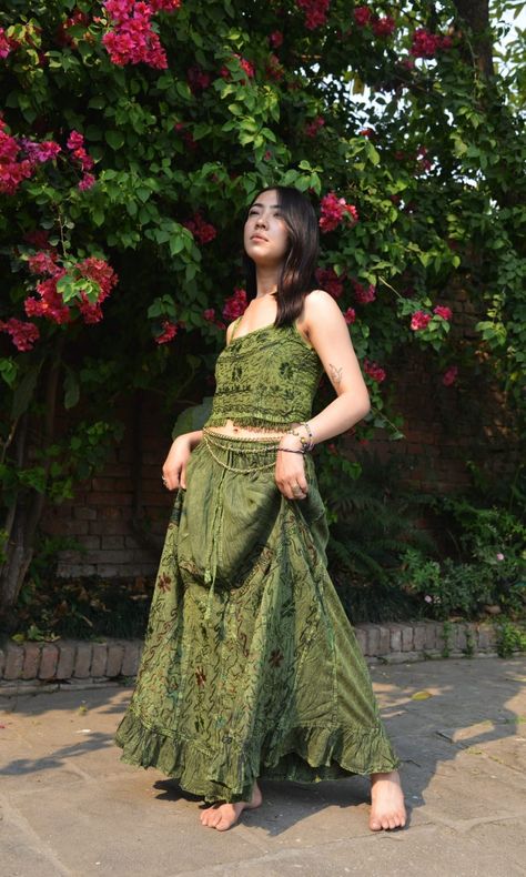 Long green skirt