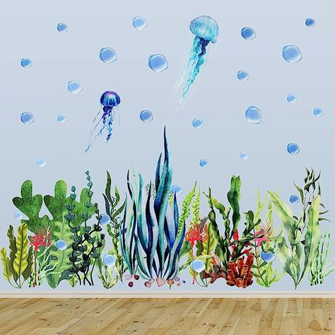 Amazon.com: Under The Sea Wall Decals Ocean Wall Decals Stickers Removable Ocean Coral Seaweed Wall Decal Sticker Undersea Decor Stickers for Kids Bedroom Bathroom Girl Nursery Wall Corner Decoration : Baby Hunters Bedroom, Corner Decoration, Girl Bathrooms, Ocean Coral, Coral Walls, Wall Corner, Grass Wall, Girl Nursery Wall, Decor Stickers