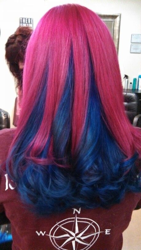 if the pink were green, and the blue red or purple, it would look like a flower. :D Pink And Blue Hair, Magenta Hair Colors, Blue And Pink Hair, Magenta Hair, Pravana Vivids, Vivid Hair Color, Neon Hair, Natural Afro Hairstyles, Dyed Hair Inspiration