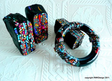 by RMK Designs Alice Stroppel, Plastic Fou, Polymer Clay Tutorials, Diy Fimo, Polymer Canes, Clay Artists, Clay Bracelets, Jewelry Clay, Clay Canes