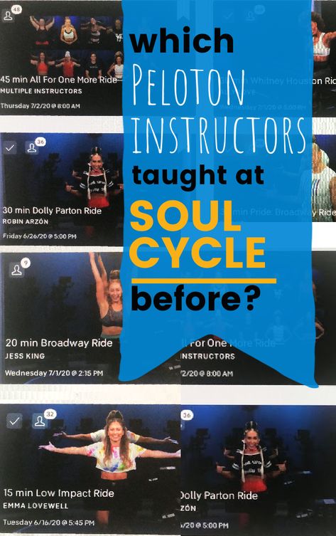 Find out all the Soul Cycle instructors who came to work at Peloton. Plus, surprising past jobs that Peloton instructors held before their current gig. #onepeloton #soulcycle Peloton Schedule Ideas, Workout Schedule With Peloton, Echelon To Peloton Conversion, Peloton Beginner Tips, Peloton Workout Plan Bike, Robin Arzon, Spin Instructor, Becoming A Personal Trainer, Spin Studio