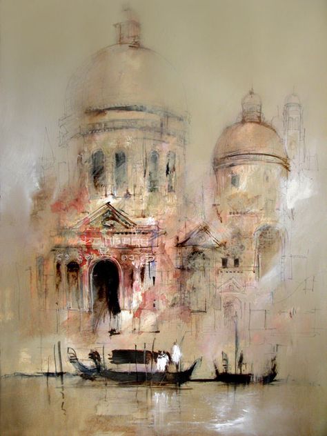 Paintings in Watercolor and Mixed Media John Lovett, Venice Painting, Seni Pastel, Limited Palette, Chalk Pastel, Watercolor Architecture, Cat Air, Architecture Painting, Seni Cat Air