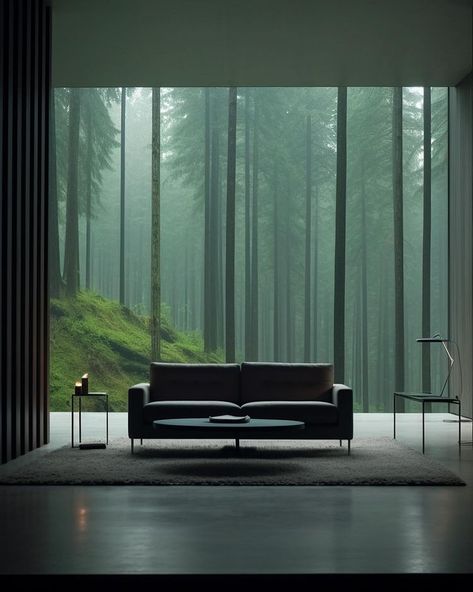 Allen | Forest #renderlovers #designinterior #designinspiration #inspiration #ignant #amazingarchitecture #greeneryhouse #bedroomideas… | Instagram Dark House Aesthetic, Architecture Photography Buildings, Forest Lodge, Brutalism Architecture, Dark House, Mirror House, Instagram Autumn, Modern Architects, Unique House Design