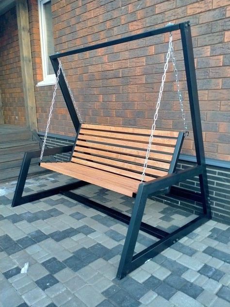 Painted Garden Furniture, Garden Furniture Ideas, Iron Furniture Design, Steel Furniture Design, Wooden Partitions, Wood Projects Plans, Welded Furniture, Metal Outdoor Furniture, Kursi Bar