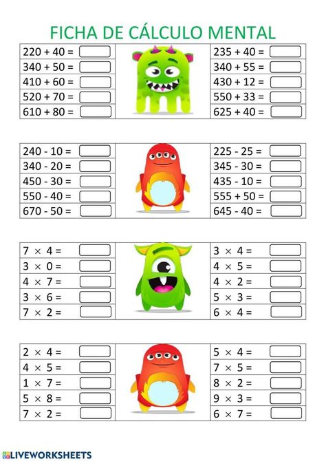 actividades calculo mental tercer grado - Búsqueda de Google en 2022 | Calculo mental, Tercer grado, Mentalidad Abacus Math, Mental Maths Worksheets, Teaching Math Strategies, 3rd Grade Math Worksheets, Math School, Math Work, Math Strategies, Activities Preschool, Math Activities Preschool