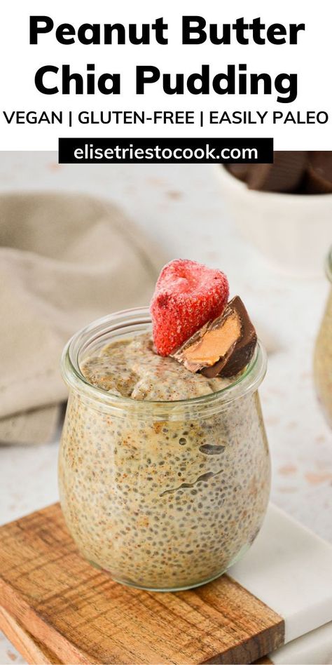 Chia Seed Pudding Whole 30, Peanut Butter Chia Seed Pudding, Peanut Butter Chia Pudding, Chai Pudding, 4 Ingredient Recipes, Prep Breakfast, Healthy Food Habits, Light Breakfast, Chia Seed Recipes